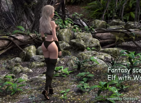 Fantasy Scene - Elf With Wolfman